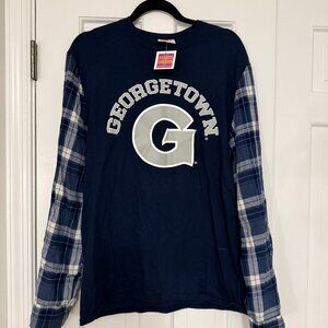 RARE Georgetown Hoyas Plaid-Sleeve Crewneck by LoJoBands – NWT